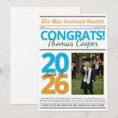 Invitation Modern Photo Newspaper Graduation Announcement (Devant / Derrière)