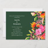 Invitation Modern Pink and Green Flowers Engagement Party (Devant)