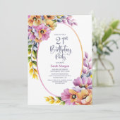 Invitation Modern Pink and Orange Floral 21st Birthday Party (Debout devant)