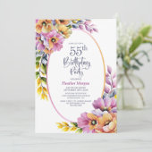 Invitation Modern Pink and Orange Floral 55th Birthday Party (Debout devant)