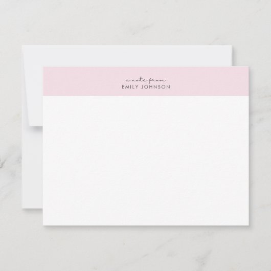 Invitation Modern pink and white a note from flat card (Devant)