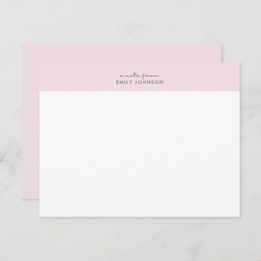 Invitation Modern pink and white a note from flat card (Devant / Derrière)