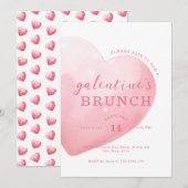 Invitation Modern Pink Big Heart Galentine's Day Brunch (Devant / Derrière)
