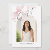 Invitation Modern Pink Bow 2 Photo Graduation Announcement (Devant)
