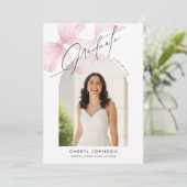 Invitation Modern Pink Bow 2 Photo Graduation Announcement (Debout devant)
