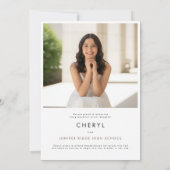 Invitation Modern Pink Bow 2 Photo Graduation Announcement (Dos)