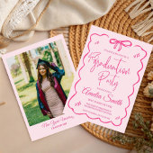 Invitation Modern Pink Bow Graduation Class of 2026 Photo