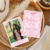 Invitation Modern Pink Bow Graduation Class of 2026 Photo