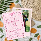 Invitation Modern Pink Bow Graduation Class of 2026 Photo