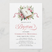 Invitation Modern Pink Flower Bible Baptism (Devant)