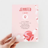 Invitation Modern Pink Kids Bowling Birthday Party