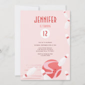 Invitation Modern Pink Kids Bowling Birthday Party (Devant)