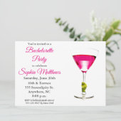 Invitation Modern Pink Martini Cocktail Bachelorette Party (Debout devant)