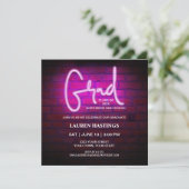 Invitation Modern Pink Neon 2023 Photo Graduation Party (Debout devant)