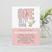 Invitation Modern Pink One Silly Goose 1er anniversaire (Debout devant)