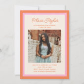Invitation Modern Pink Orange Border Photo Graduation Party (Devant)