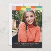 Invitation Modern Pink Orange Color Blocks Photo Graduation (Dos)