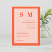 Invitation Modern pink orange Earth Tone Wedding (Debout devant)