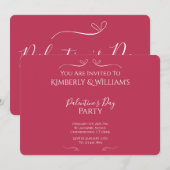 Invitation Modern Pink Palentine's Day Party (Devant / Derrière)