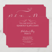 Invitation Modern Pink Palentine's Day Party (Devant / Derrière)