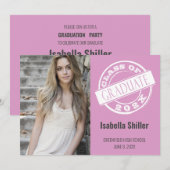 Invitation Modern Pink Photo Grad Graduation Party (Devant / Derrière)