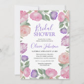 Invitation Modern Pink & Purple Floral Bridal Shower (Devant)