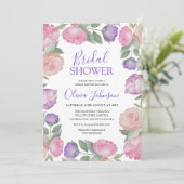 Invitation Modern Pink & Purple Floral Bridal Shower (Debout devant)