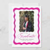 Invitation Modern Pink Script Photo Graduation Party (Devant)