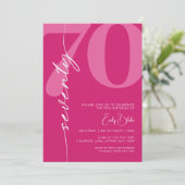 Invitation Modern Pink Soixante-dix-septième anniversaire (Debout devant)