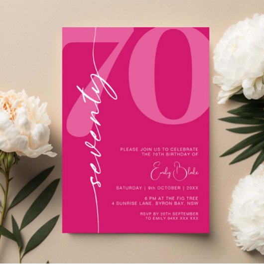 Invitation Modern Pink Soixante-dix-septième anniversaire
