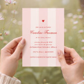 Invitation Modern Pink Stripe Heart Valentine Baby Shower