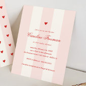 Invitation Modern Pink Stripe Heart Valentine Baby Shower