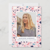 Invitation Modern Pink Terrazzo Photo Graduation Party (Devant)