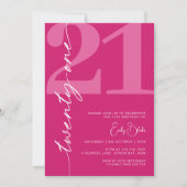 Invitation Modern Pink Vingt et un 21e fête d'anniversaire (Devant)