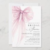 Invitation Modern Pink Watercolor Bow Bridal Shower (Devant)