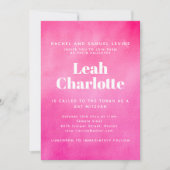 Invitation Modern Pink Watercolor Trendy Bat Mitzvah (Devant)