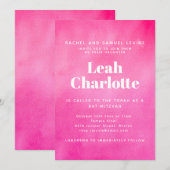 Invitation Modern Pink Watercolor Trendy Bat Mitzvah (Devant / Derrière)