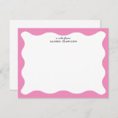Invitation Modern Pink Wavy Frame Stationery Note Card (Devant / Derrière)