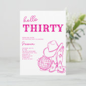 Invitation Modern Pink Western Disco 30th Birthday Party (Debout devant)