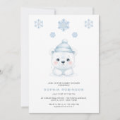 Invitation Modern Polar Bear Winter Baby Boy Shower (Devant)
