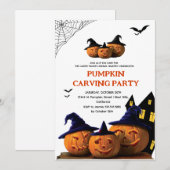 Invitation Modern Pumpkin Carving Adult Halloween Party  (Devant / Derrière)