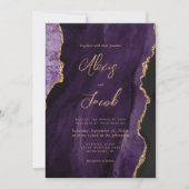Invitation Modern Purple Agate Chic Script Wedding (Devant)