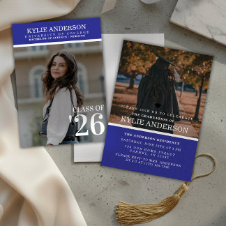 Invitation Modern Purple College Graduation Senior Photo