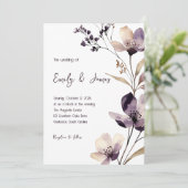 Invitation Modern Purple Floral Wedding (Debout devant)