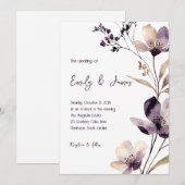 Invitation Modern Purple Floral Wedding (Devant / Derrière)