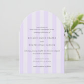 Invitation Modern Purple Stripes Elegant Wedding (Debout devant)