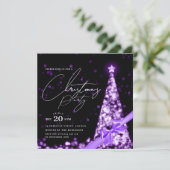 Invitation MODERN Purple Winter Christmas Tree Bow Party (Debout devant)