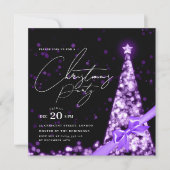 Invitation MODERN Purple Winter Christmas Tree Bow Party (Devant)