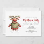 Invitation Modern Quirky Reindeer festive printable invites (Devant)