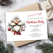 Invitation Modern Quirky Santa Watercolor Christmas Invite